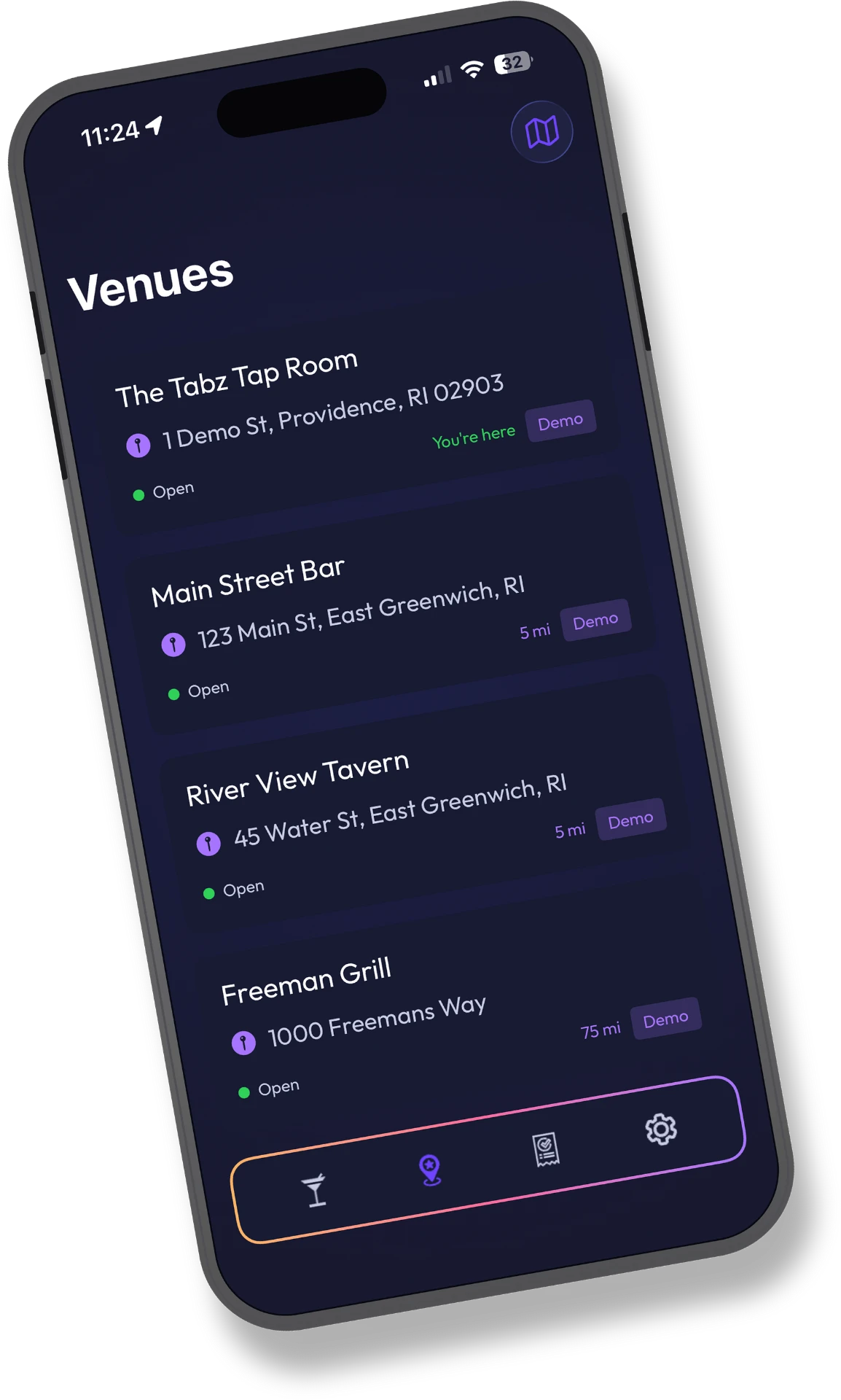 Tabz app list of partner bars a patron can open a tab at